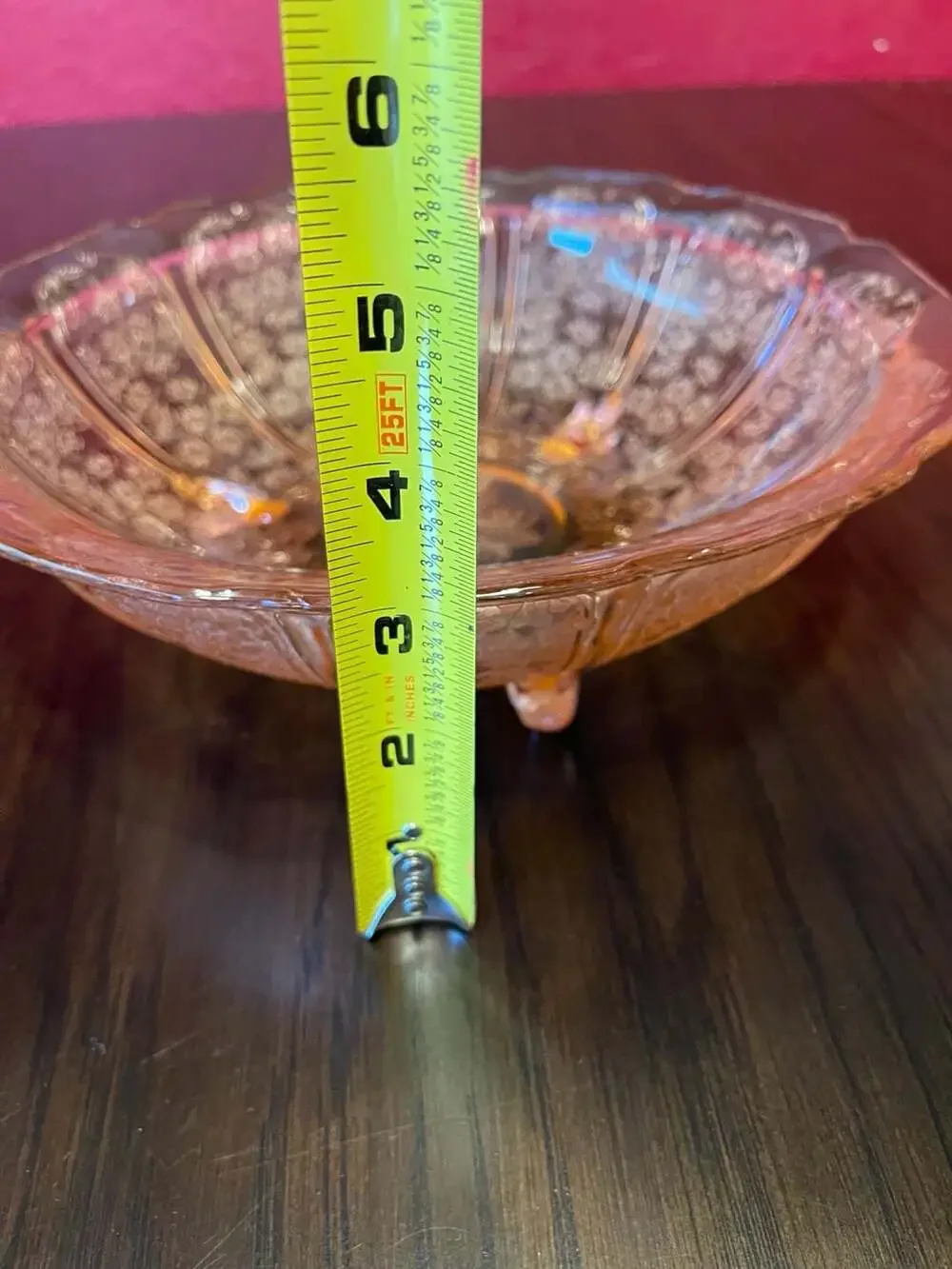 Jeannette Glass Cherry Blossom Pink Depression Glass Footed Bowl